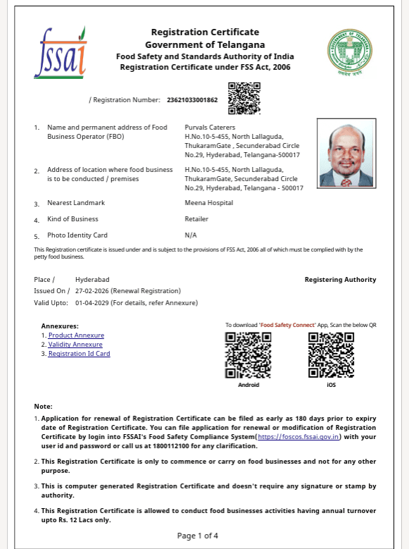 FSSAI Registration Certificate
